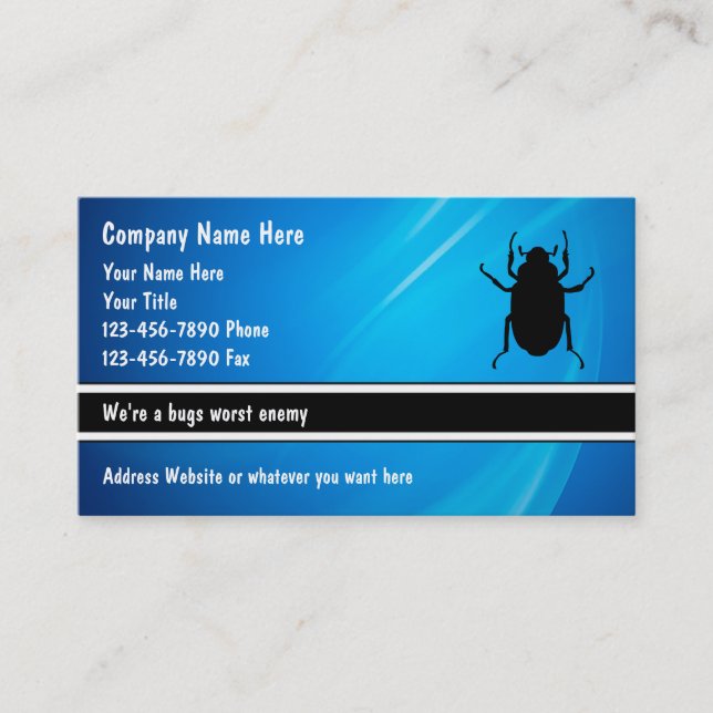 Cartes de visite de lutte contre les parasites (Devant)