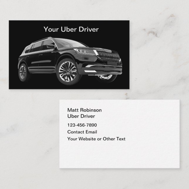 Cartes de visite de luxe pour chauffeur Uber (Devant / Derrière)