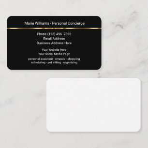 Cartes de visite de luxe pour concierge personnel
