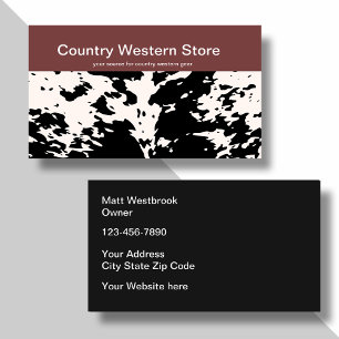 Cartes de visite de magasin Country Western