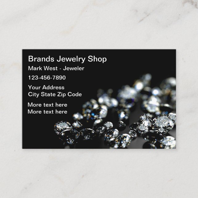 Cartes de visite de magasin de bijoux chic (Devant)