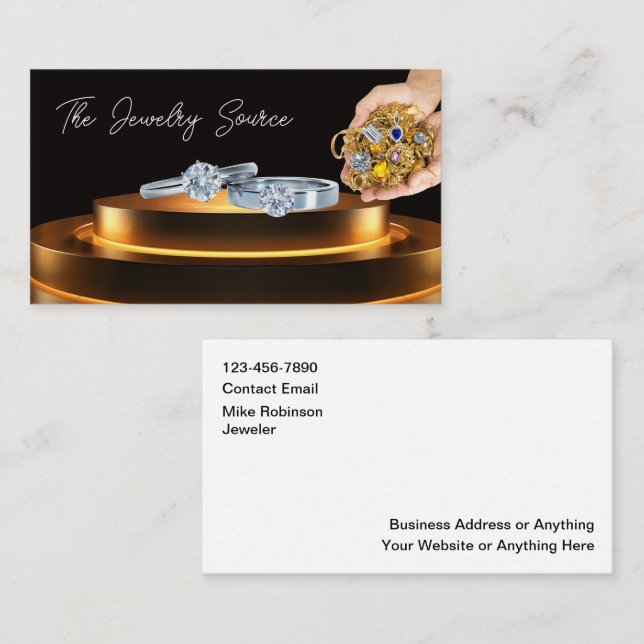 Cartes de visite de magasin de bijoux élégants (Devant / Derrière)