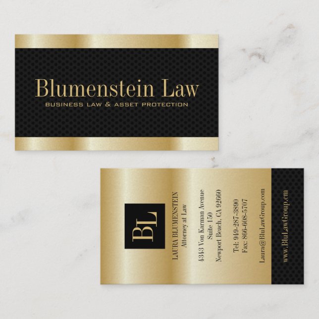 Cartes de visite de mandataire de "effet" d'or (Devant / Derrière)
