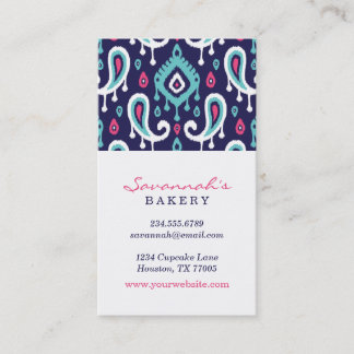 Cartes de visite de Marine et Pink Ikat Paisley