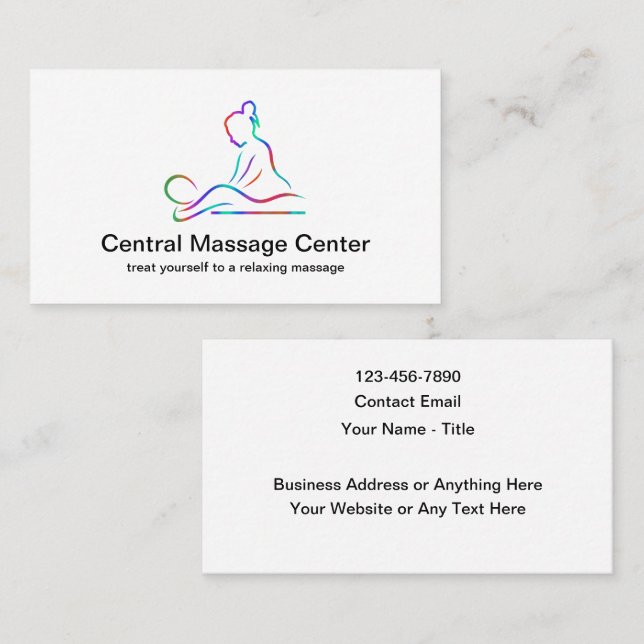 Cartes de visite de massage minimal moderne (Devant / Derrière)