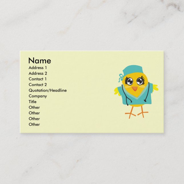 Cartes de visite de médecins Chick - docteur (Devant)