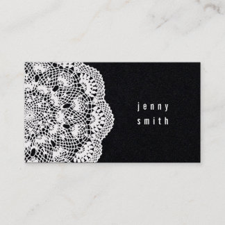 Cartes de visite de mode Black Board & Lace Doily
