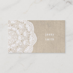 Cartes de visite de mode Burlap & Lace Doily