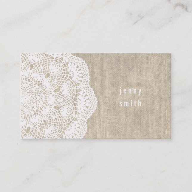 Cartes de visite de mode Burlap & Lace Doily (Devant)