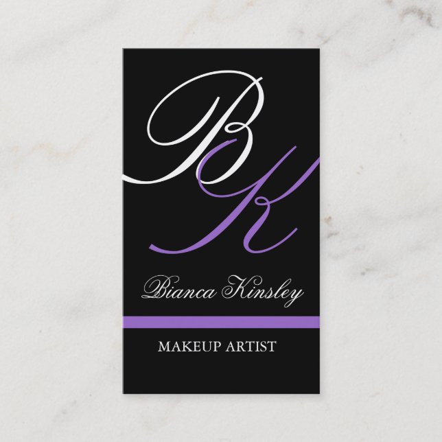 Cartes de visite de monogramme de maquilleur (Devant)