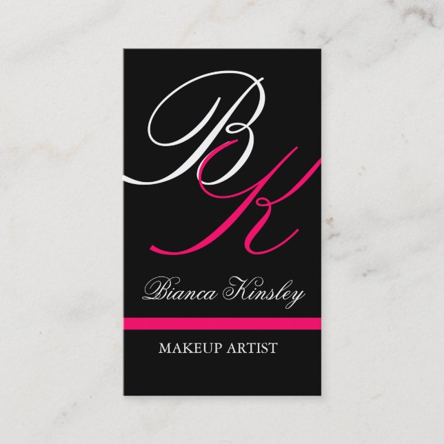 Cartes de visite de monogramme de maquilleur (Devant)