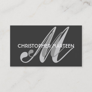 Cartes de visite de monogramme gris noir