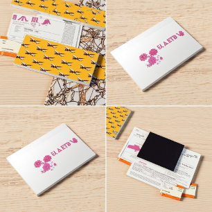 Cartes de visite de monogrammes roses Fille et é