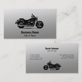 Cartes de visite de moto | Argent noir
