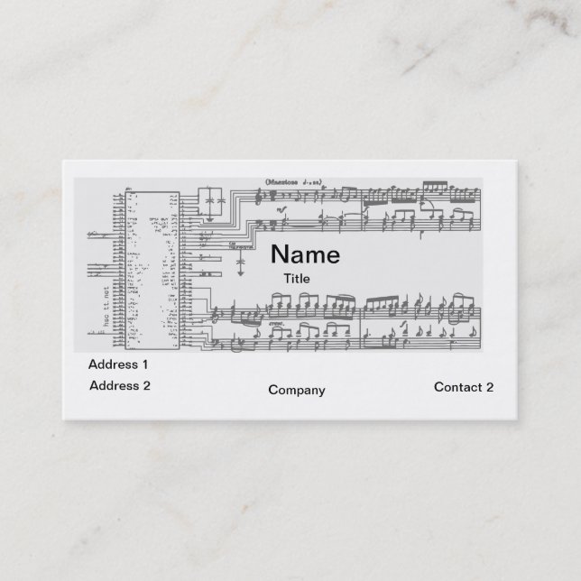 Cartes de visite de musique et de circuits (Devant)
