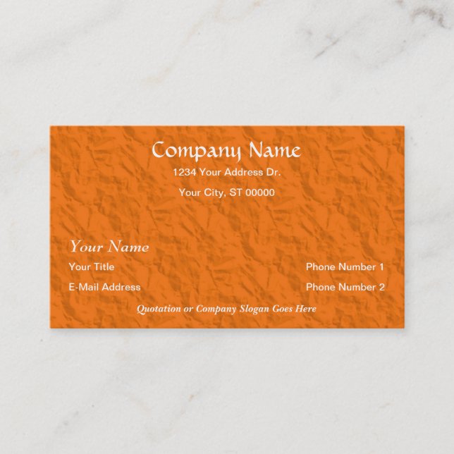 Cartes de visite de papier chiffonnés par orange (Devant)