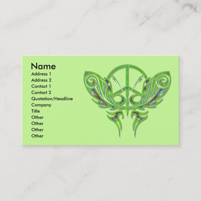 CARTES DE VISITE DE PAPILLON DE SIGNE DE PAIX (Devant)