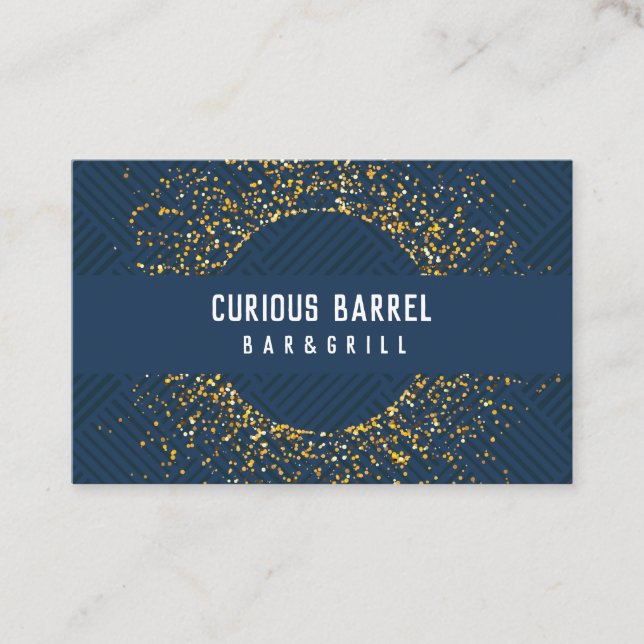 Cartes de visite de Parties scintillant Blue Gold  (Devant)