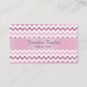 Cartes de visite de Parties scintillant Pink Chevr