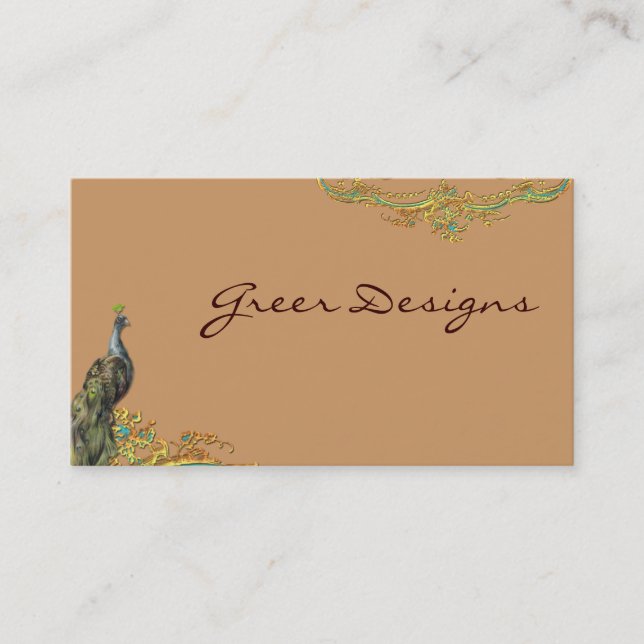 Cartes de visite de Peacock & Gold Filigree Rococo (Devant)