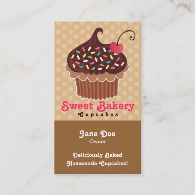 Cartes de visite de petit gâteau de chocolat et de (Devant)