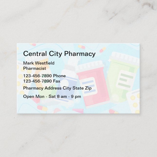 Cartes de visite de pharmacie moderne cool pour ph (Devant)