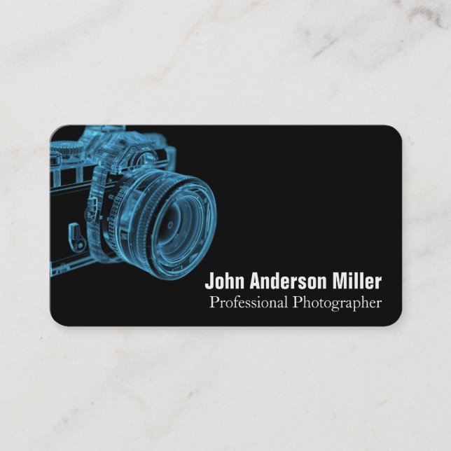 Cartes de visite de photographe de caméra bleue X- (Devant)