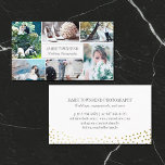 Cartes de visite de photographe professionnel<br><div class="desc">Carte de visite plate pour un photographe professionnel, où vous pouvez présenter votre travail dans un collage photo avec de la place pour six de vos photos. Ajoutez votre nom et votre spécialité ou titre ou service sur la couverture. Ajoutez vos coordonnées au dos, qui est décoré de confettis en...</div>