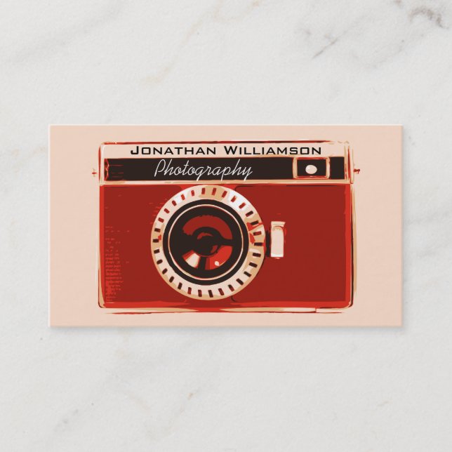 Cartes de visite de photographie retro Red Camera (Devant)