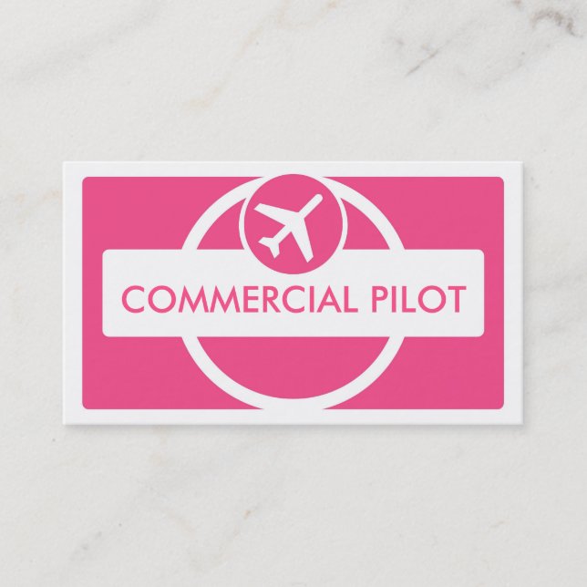 Cartes de visite de pilote simple et rose (Devant)