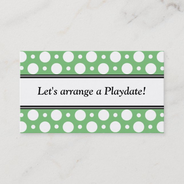 Cartes de visite  de Playdate Green Pois (Devant)