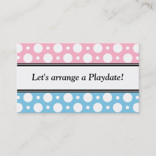 Cartes de visite de Playdate Pois bleu rose