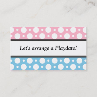 Cartes de visite de Playdate Pois bleu rose