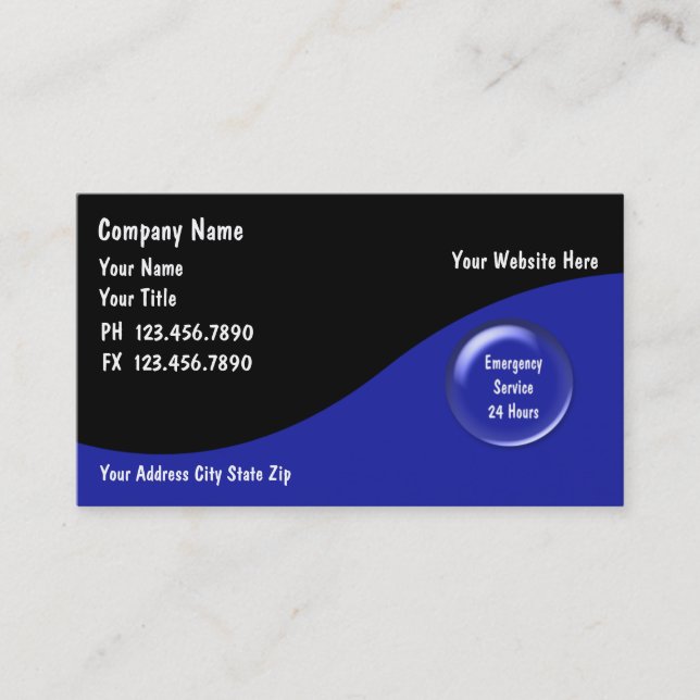 Cartes de visite de plombier (Devant)