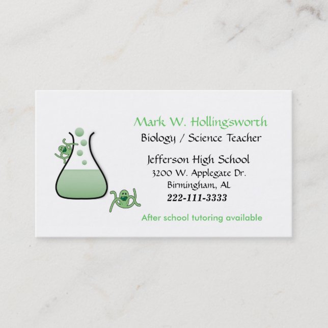 Cartes de visite de professeur de Sciences (Devant)