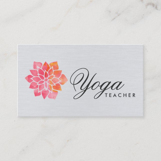 Cartes de visite de professeur de yoga d'aquarelle (Devant)