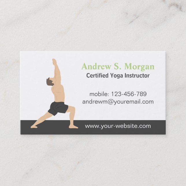 Cartes de visite de professeur de yoga masculin mo (Devant)