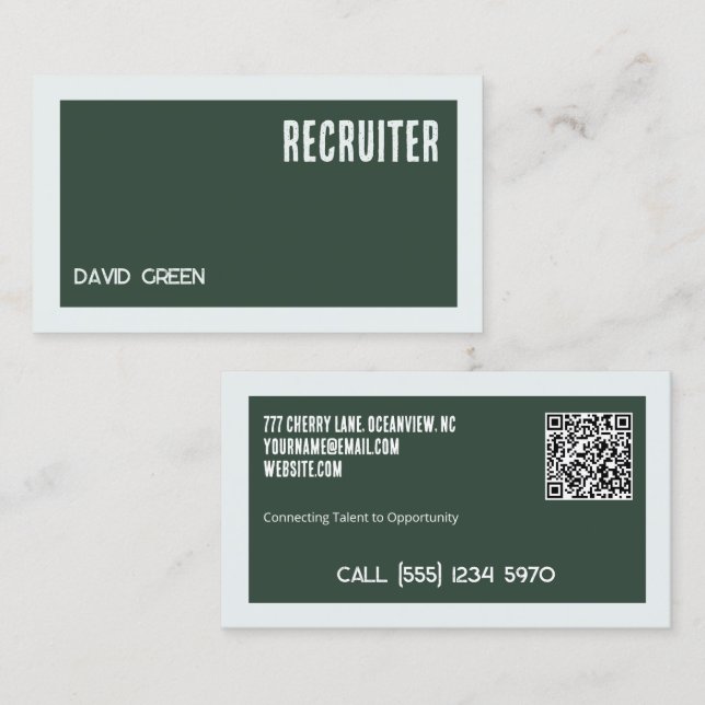 Cartes de visite de recrutement avec QR personnali (Devant / Derrière)