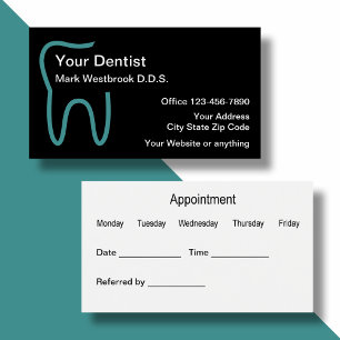 Cartes de visite de rendez-vous chez les dentistes