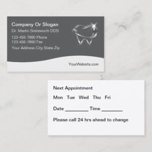 Cartes de visite de rendez-vous de dentiste de lux