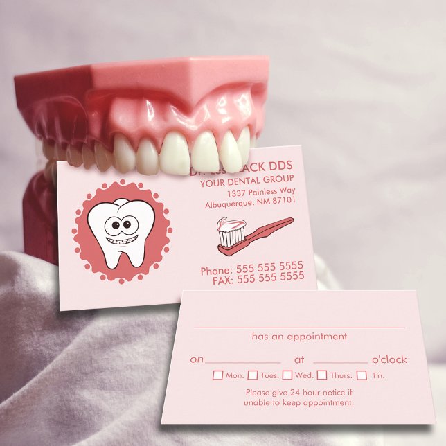 Cartes de visite de rendez-vous Dentist Pink (Créateur téléchargé)