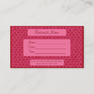 Cartes de visite de rendez-vous des coeurs roses r