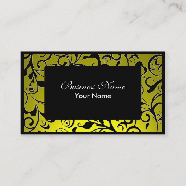 Cartes de visite de rendez-vous en damask jaune no (Devant)