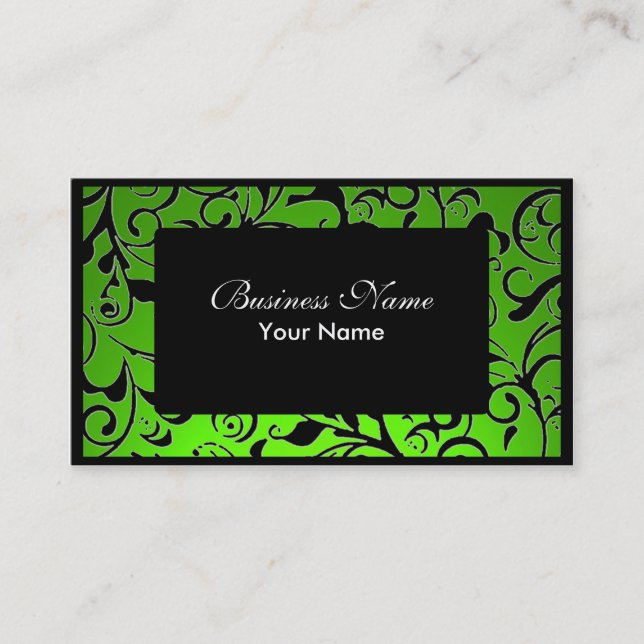 Cartes de visite de rendez-vous en noir vert damas (Devant)