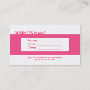 Cartes de visite de rendez-vous simple rose blanc