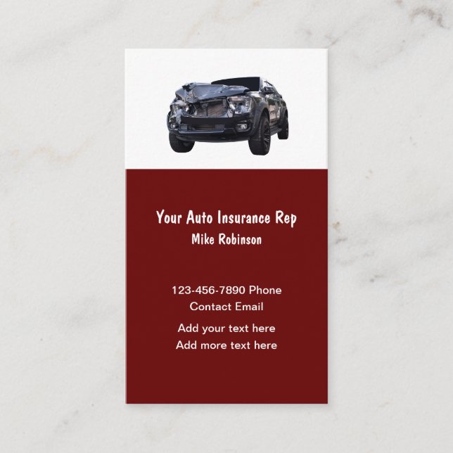 Cartes de visite de représentant en assurance auto (Devant)
