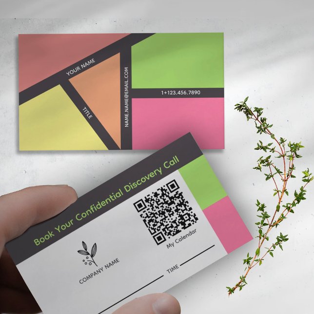 Cartes de visite de réservation nutritionniste ave (Unlock the door to your wellness journey with our Booking Business Card.)
