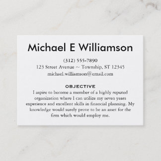 Cartes de visite de résumé