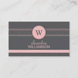 Cartes de visite de ruban Houndstooth (gris/rose)
