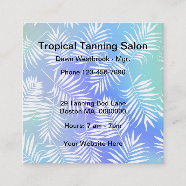 Cartes de visite de salon de bronzage thème tropic (Devant)
